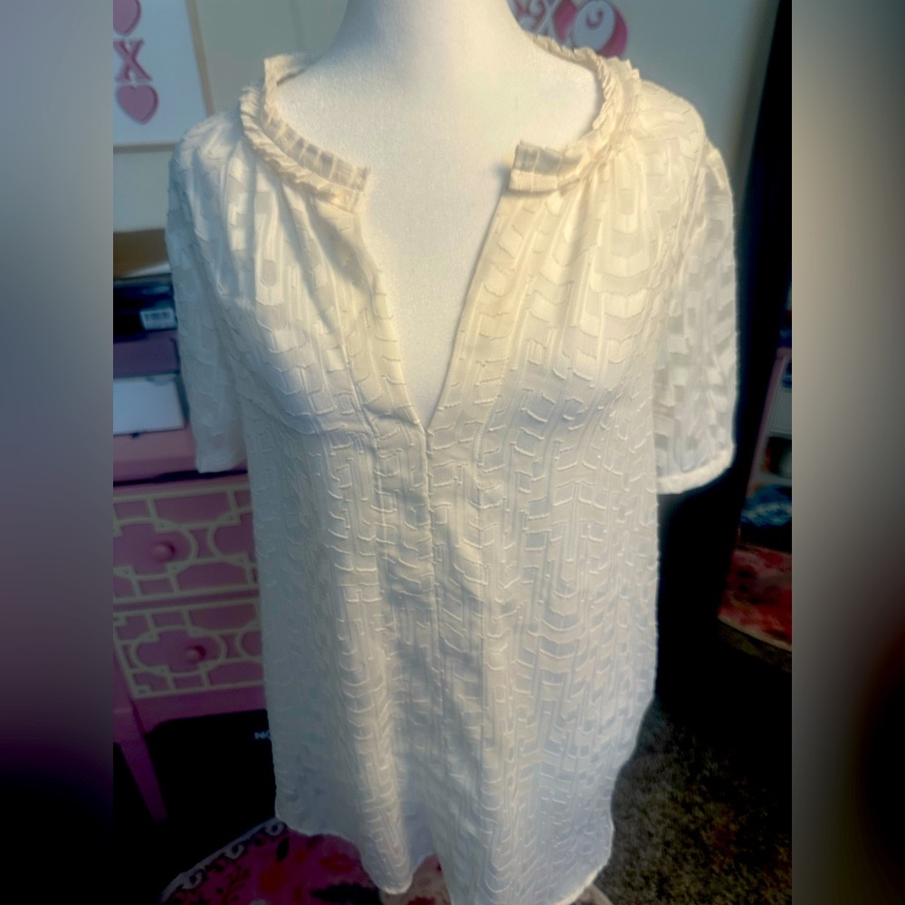 Ann Taylor Cream Textured Blouse